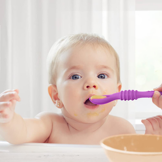 VICLOON Sticky Spoon cucchiaio in silicone 2,5 x 10 cm 4 m+ viola