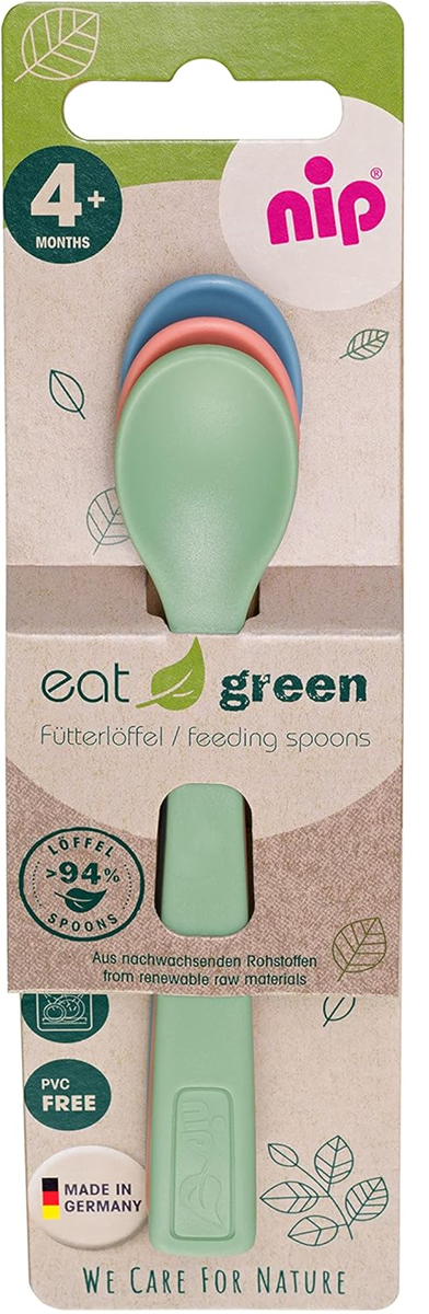 NIP Eat Green set di cucchiaini 3 pezzi 14 cm 4 m+