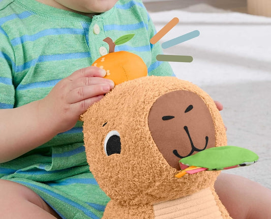FISHER-PRICE pluszowa sensoryczna kapibara z gryzakiem i grzechotką 23,5 cm