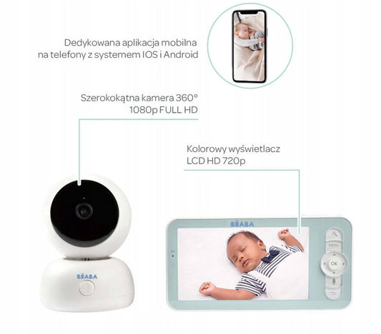 BEABA Zen Premium elektronisk babyalarm kamera 360° Full HD app