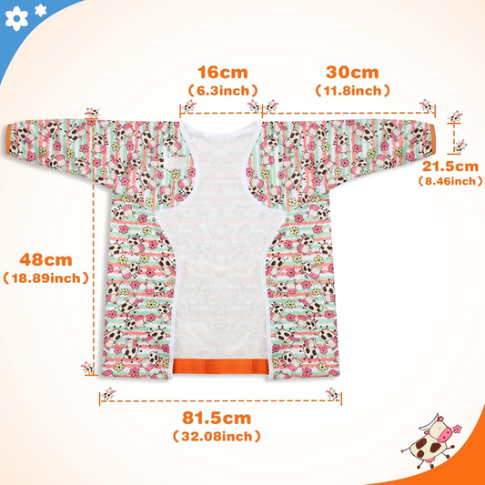 Babete impermeável com mangas LENBEST Baby Bibs, fato-macaco 6 m+