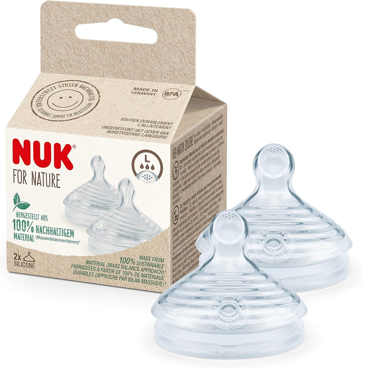 NUK for Nature tétine pour biberon x2 L 18-36mois