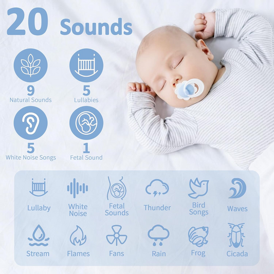DMTIVMG mini uspokajacz 20 kołysanek, dźwięków natury, szumów 5,5 x 7 cm