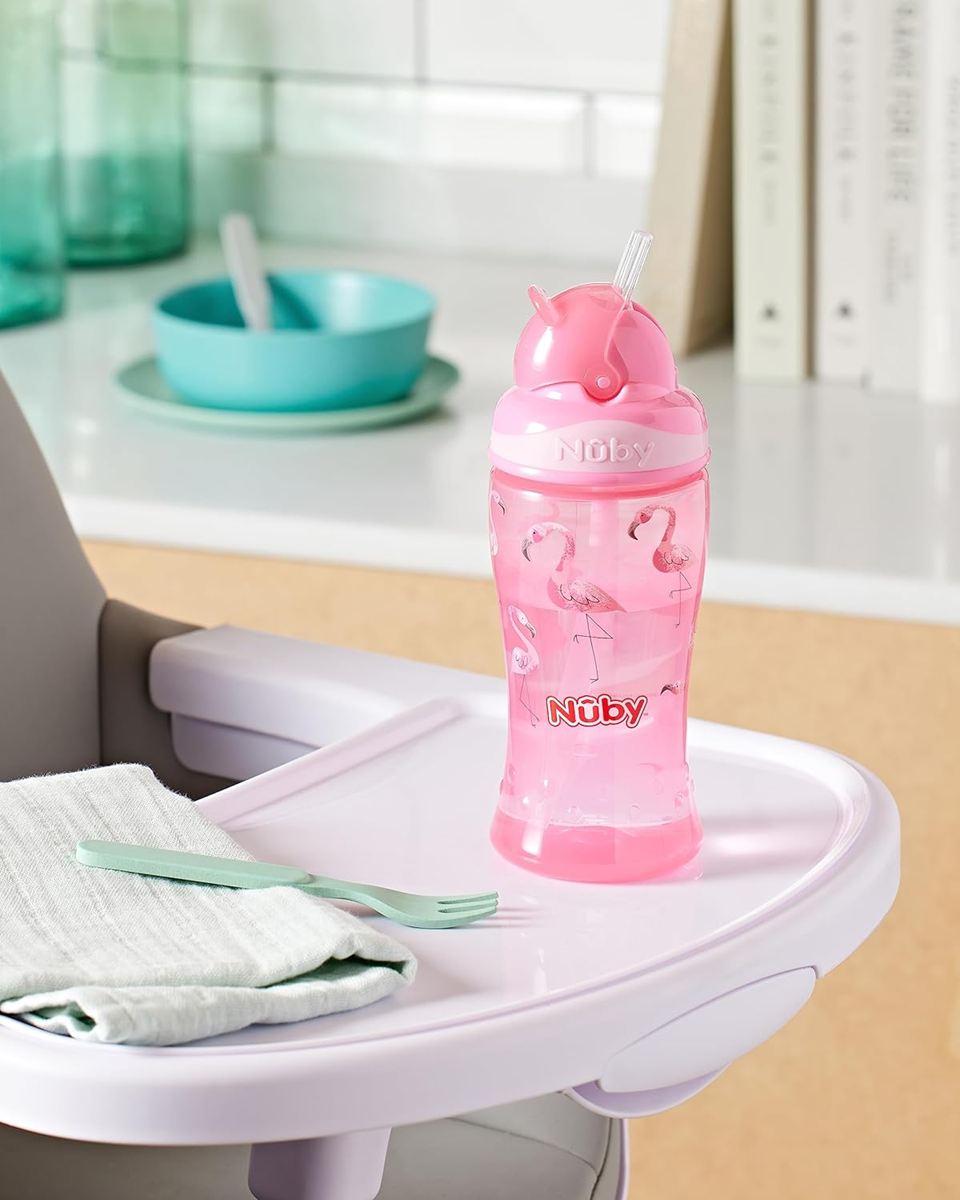 NUBY Flip-it Cup tudkop med sugerør 12 m+ 360 ml