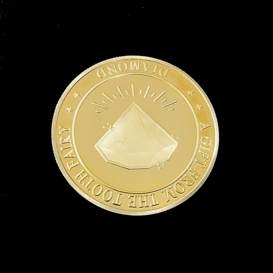 BRADOC Zoubková víla pozlacená kovová mince pod polštář 4 cm DIAMANT