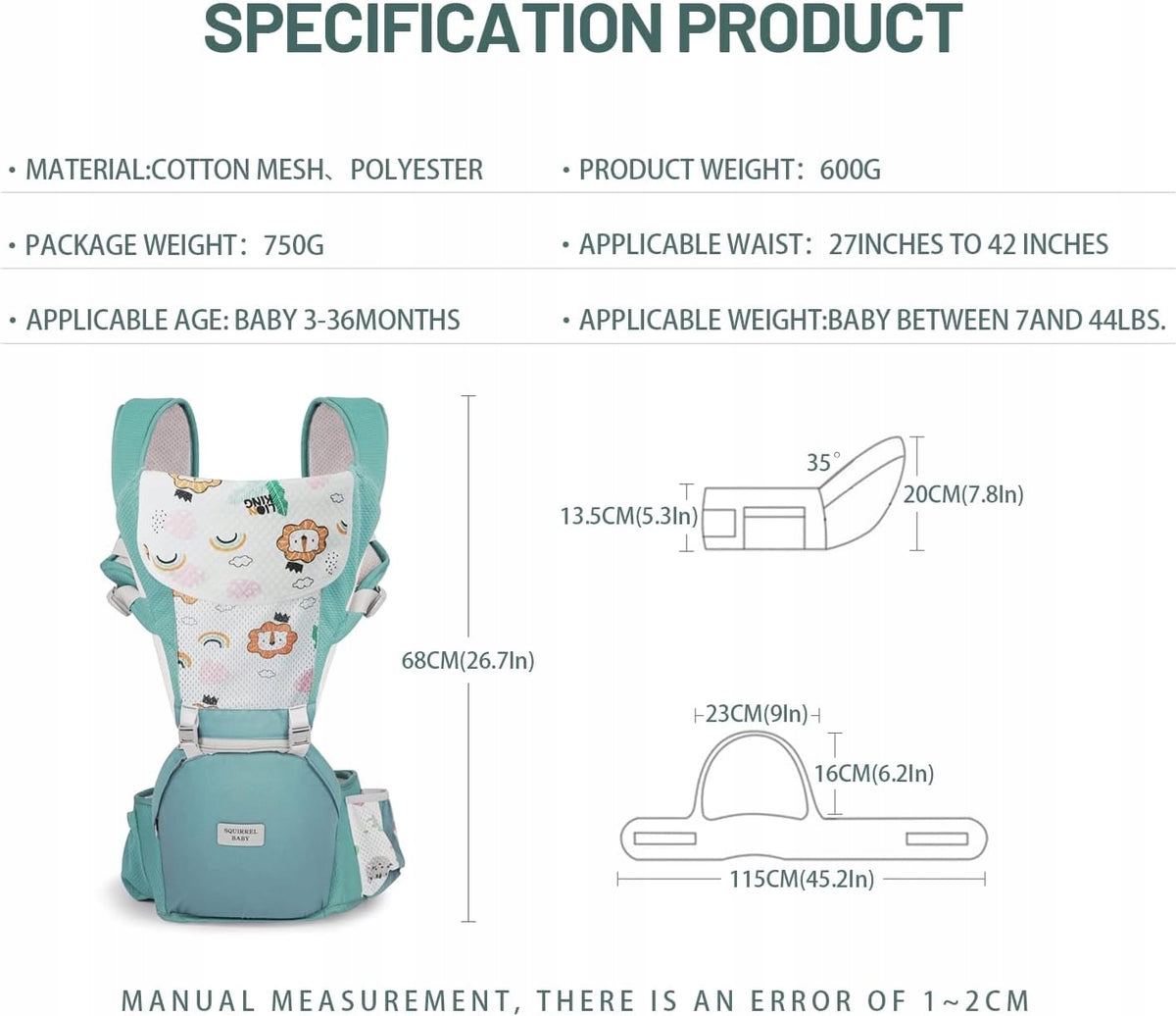 NUKIED marsupio ergonomico con cintura ventrale 6 in 1