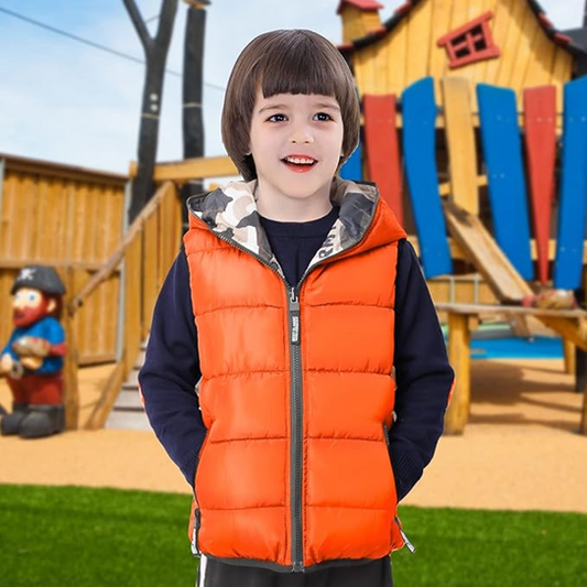 JIAMY gilet trapuntato con cappuccio reversibile 110-120