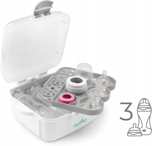 NUVITA 1085 Mikrowellensterilisator für 3 Flaschen und Zubehör
