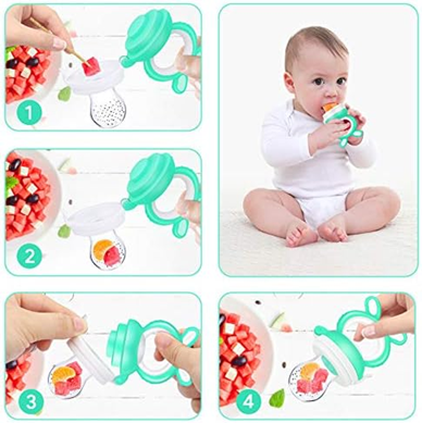 OLADWOLF anneau de dentition distributeur de fruits pour bébés 3-12m 1 pièce 4 embouts