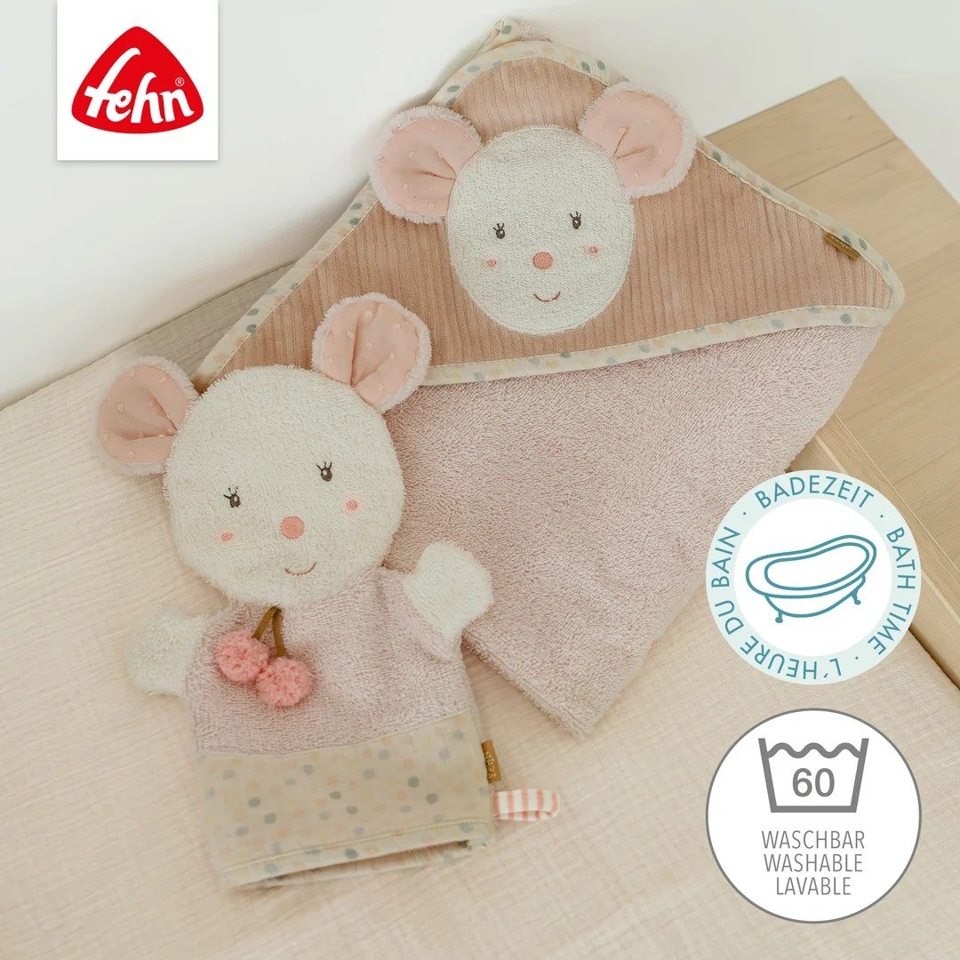 Fehn Muis washandje met lichtgevend borduursel