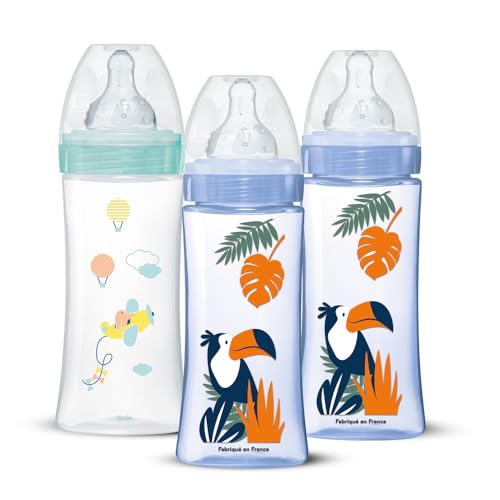 DODIE Anti-Kolik-Flaschen, 330 ml, 3 Stück, blau-grün