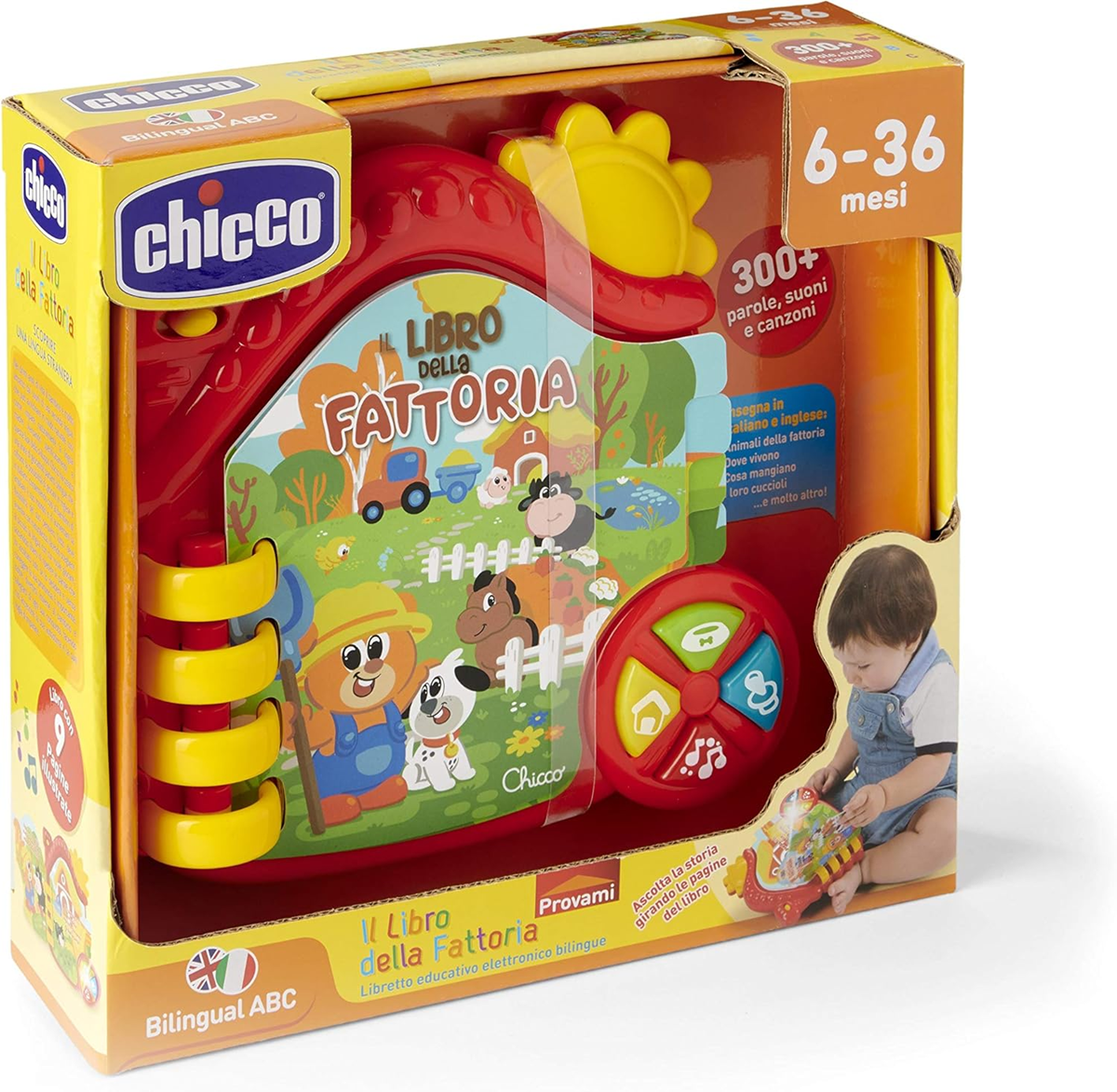 CHICCO Fattoria libro elettronico educativo LINGUA INGLESE e ITALIANA