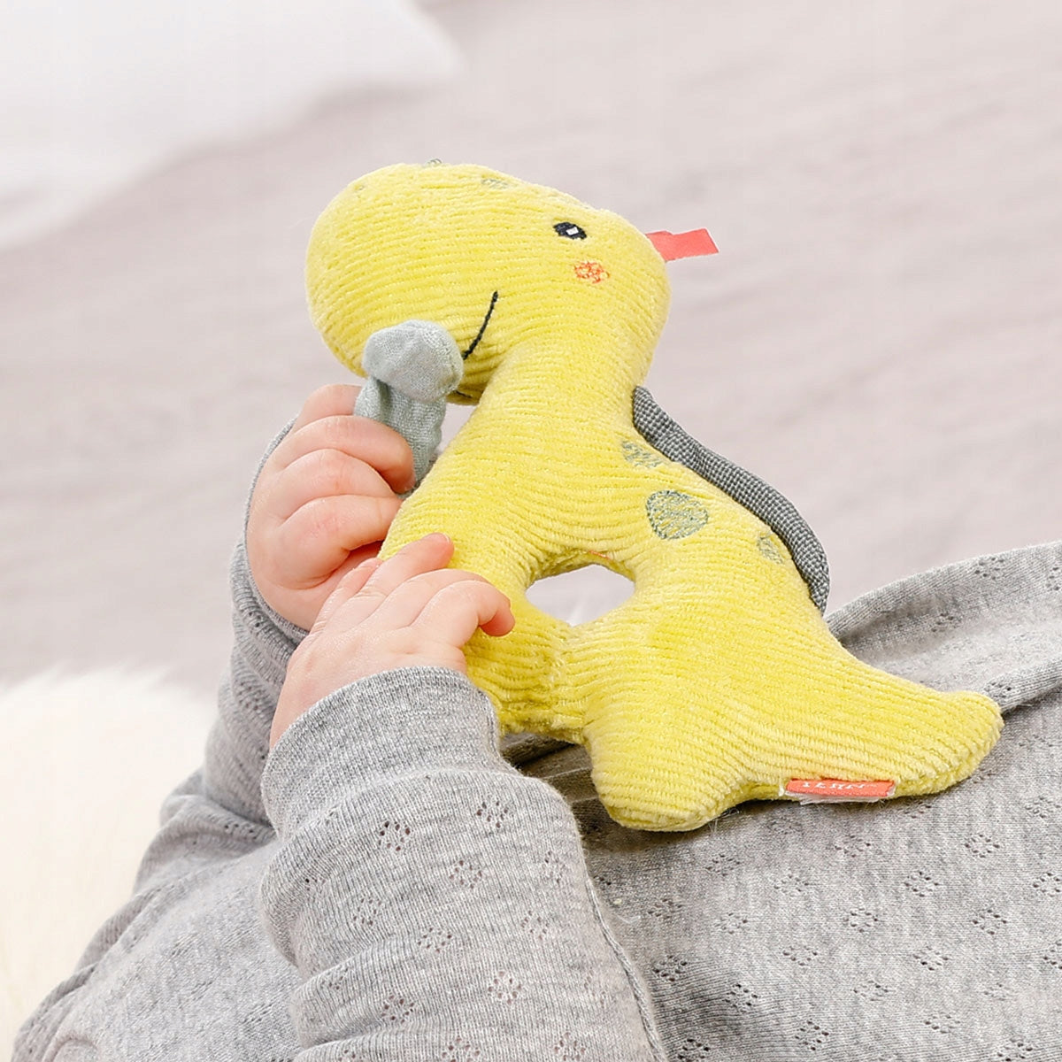 FEHN Happy Dino zornăitoare pentru bebeluși, jucărie de prins, 16cm