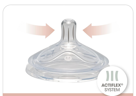 NIP First Moment butelka ze smoczkiem rozmiar M średni przepływ 270 ml ACTIFLEX