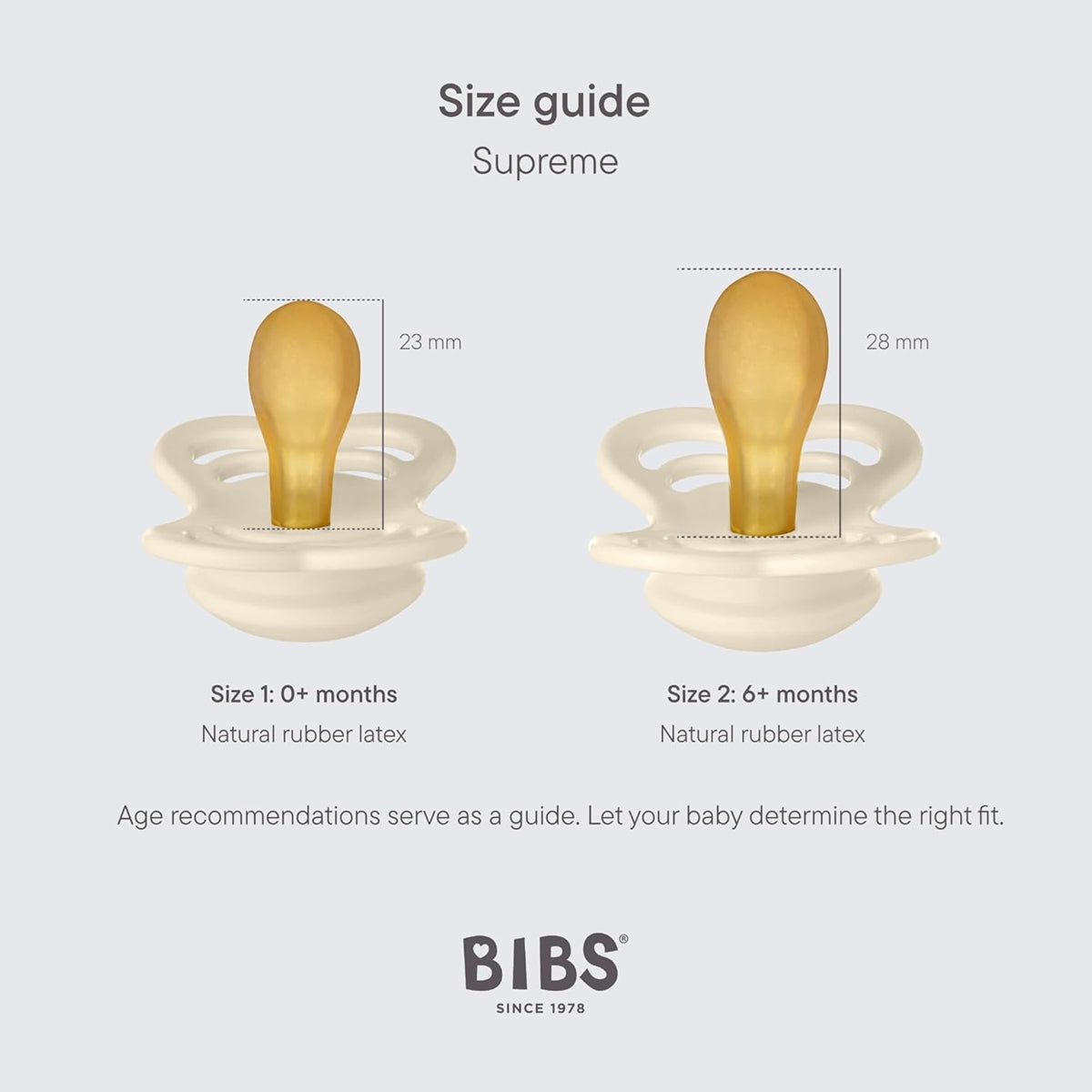 BIBS SUPREME succhietti calmanti in caucciù 0-6 mesi SIMMETRICI