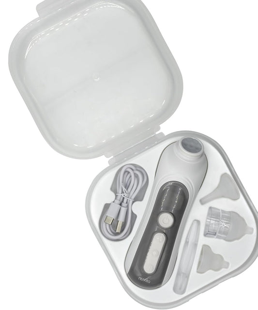 NUVITA aspirator do nosa z lampką i muzyką + 3 końcówki, etui i pęseta