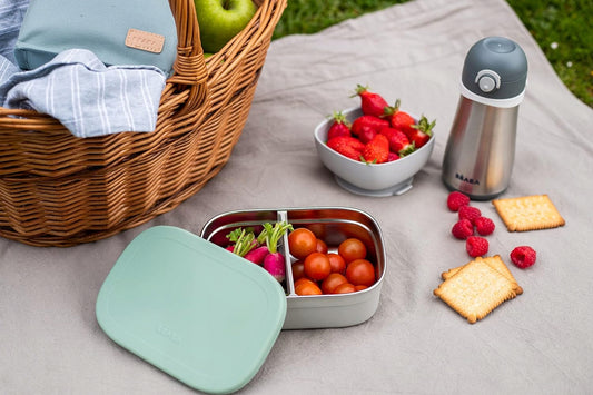 BEABA boîte à déjeuner lunchbox ACIER inoxydable 760ml avec compartiments