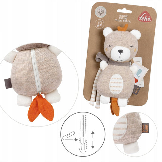 FEHN Natur гушкаща играчка от органичен памук с музикална кутия 19 cm