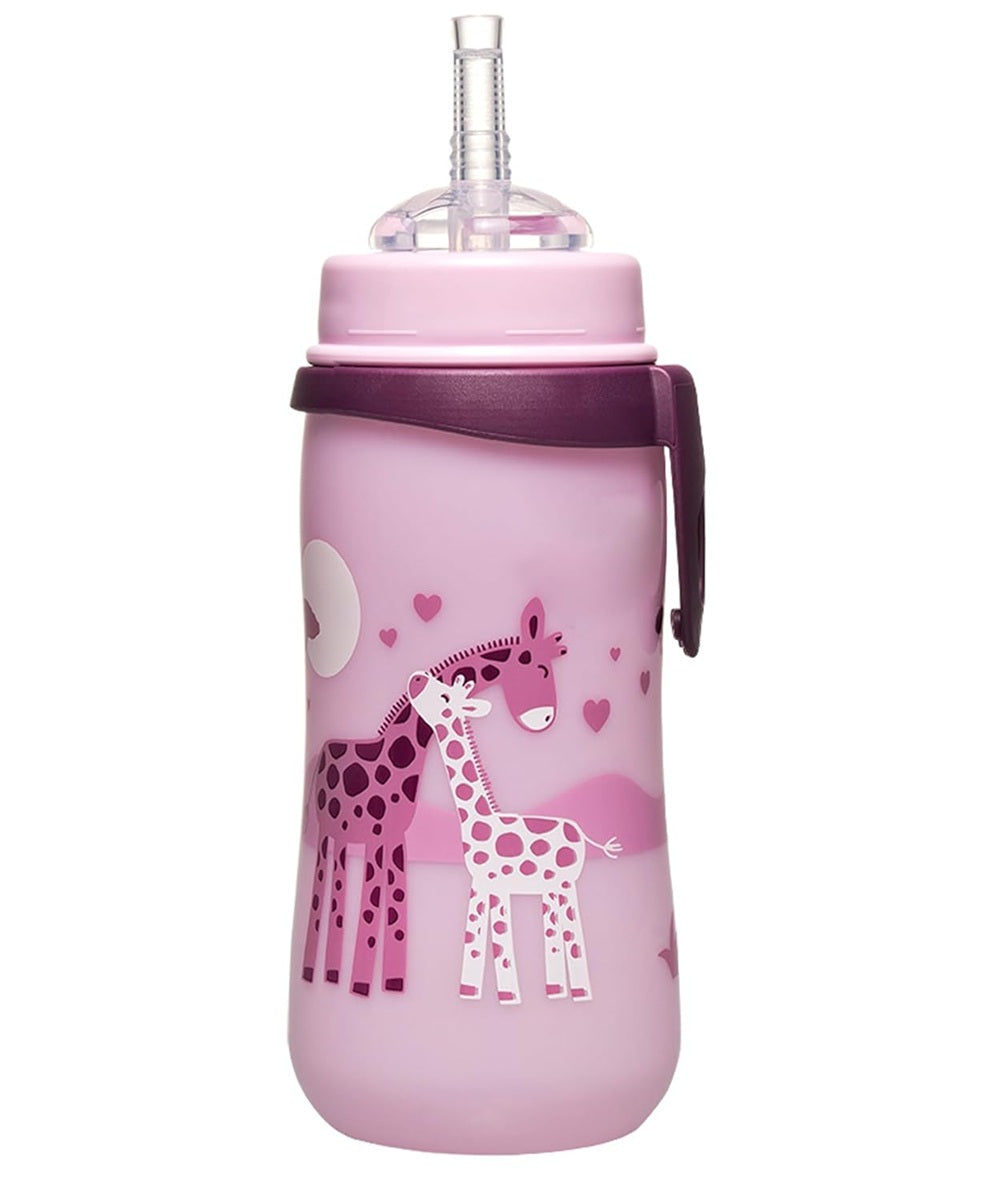 NIP Straw Cup bicchiere antigoccia con cannuccia 330 ml 12 m+ GIRAFFE
