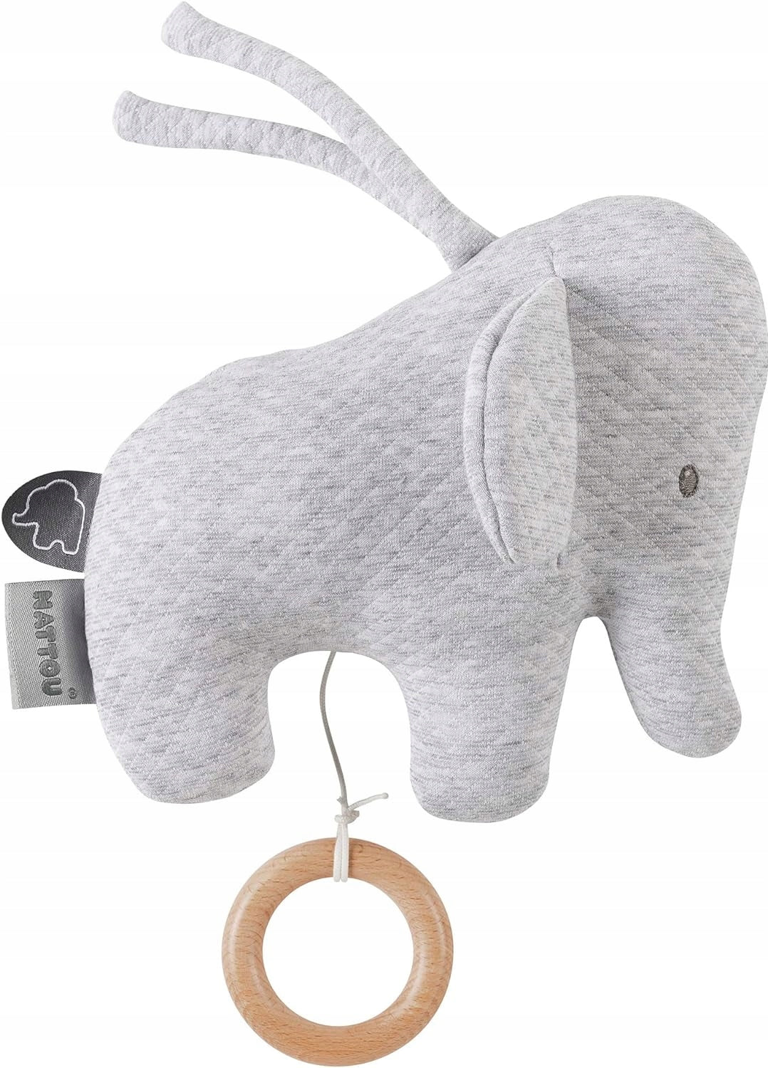 NATTOU Elephant Tembopendant with music boxage 0 +colour greydimensions 23 x 17 cmmaterials cotton, woodfree