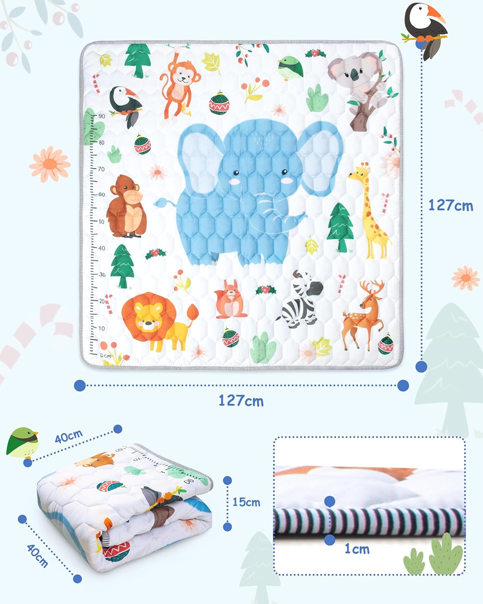 FUNSLAND tappeto da gioco per neonati con misuratore di altezza 127x127cm
