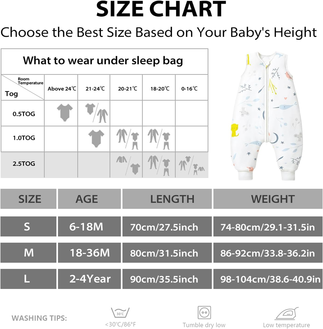 Saco de dormir MOSEBEARS 2,5TOG 6-18 meses