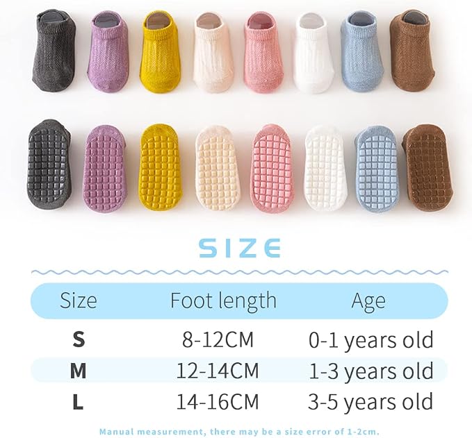 WDMIYA calcetines antideslizantes para niños pequeños M 1-3 años x8