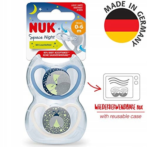 NUK Space Night nyugtató cumi szilikon x2 0-6 hó + doboz