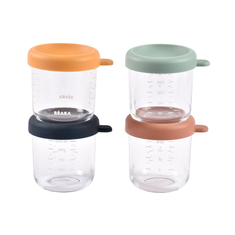 Béaba Sunrise matförvaringsbehållare i glas med lock 250ml x4