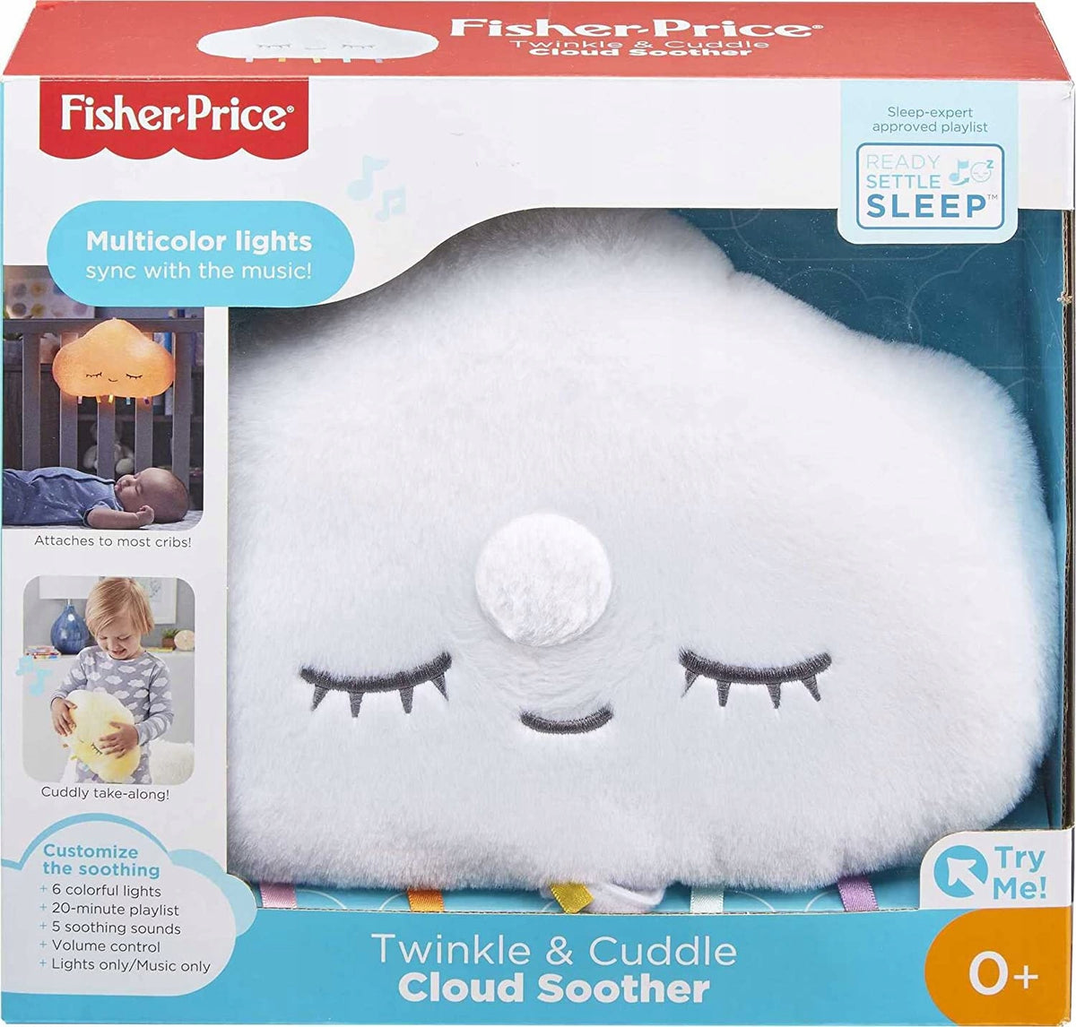 FISHER PRICE senna chmurka usypiacz lampka, miękka przytulanka 0+ z muzyką i kolorowym światłem do łóżeczka
