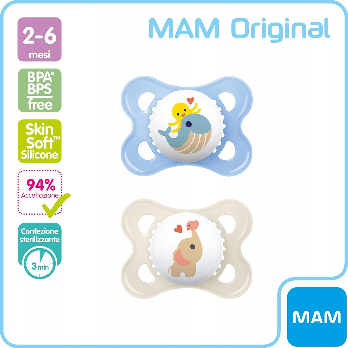 MAM ORIGINAL smoczek uspokajający x2 2-6m