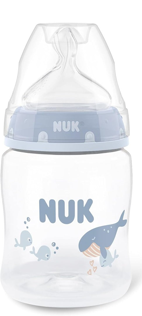 NUK First Choice+ butelka 150 ml smoczek S wolny przepływ 0+ niebieska z systemem Anti-Colic Air System