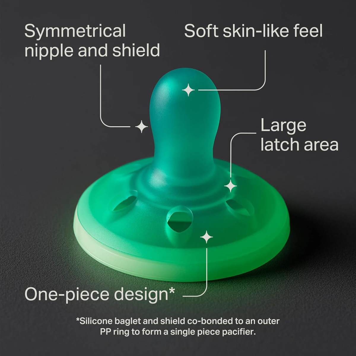 TOMMEE TIPPEE Breast Like smoczek uspokajający x4 6-18msc ŚWIECĄ