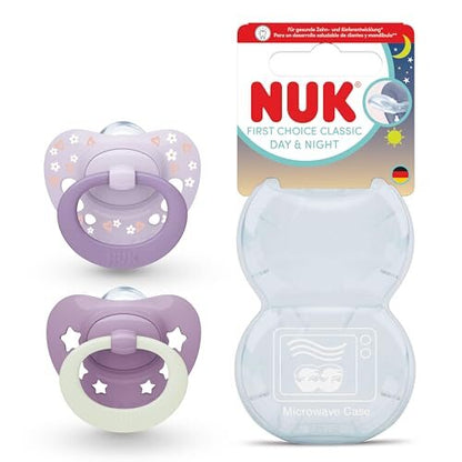 NUK First Choice Classic Day & Night chupetes 6-18m rosas 2 uds.