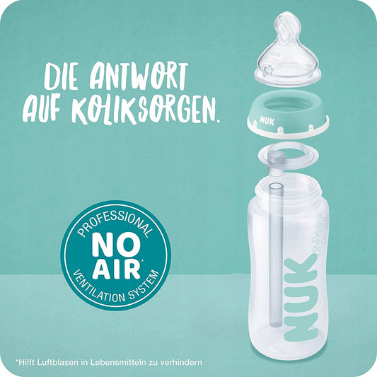 NUK ANTI-COLIC Professional butelki 3x 300 ml 0-6 z systemem wentylacji NO AIR i smoczkiem anti-colic