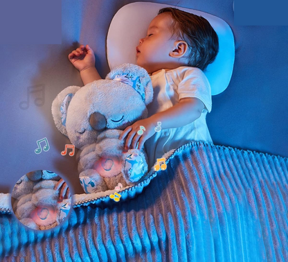 AUBY sovande KOALA-BJÖRN med rörlig mage, vaggvisor, lampa 25 cm