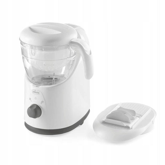 CHICCO Easy Meal 4w1 robot kuchenny 1550 ml, biały z szatkownicą, do gotowania, miksowania i podgrzewania