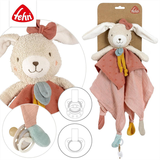 FEHN Natur bawełniany komforter kocyk przytulanka ZAJĄC 37 cm