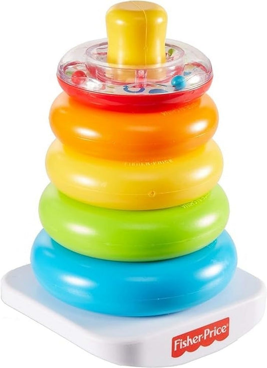 FISHER-PRICE Rock--a-Stack Stapelturm mit Rassel, 5 Ringe, 20 cm