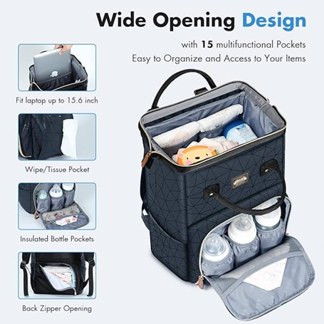 LEKEBABY zaino per pannolini e accessori IMPERMEABILE