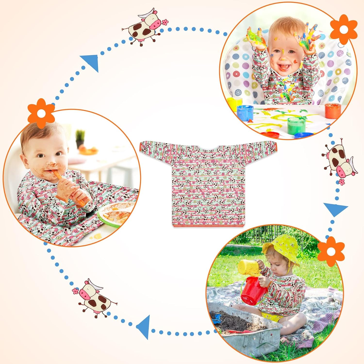 LENBEST Bavaglini per bambini bavaglino impermeabile con maniche 6 mesi+