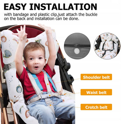 WKŁADKA oddychająca do wózka spacerowego, łatwy montaż, miękka wkładka do siedziska z pasami bezpieczeństwa