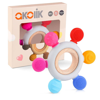 AKOLIK massaggiagengive in silicone e legno 10,8 cm 3 m+