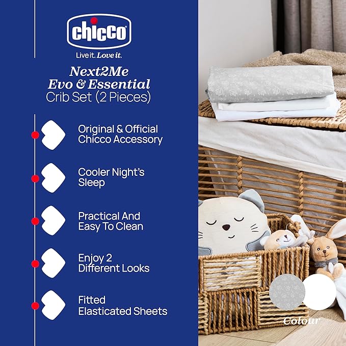 CHICCO NEXT2ME prześcieradło do łóżeczka x2 50x83cm