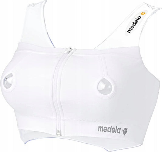 MEDELA gorset do laktatora EASY EXPRESSION M, biały, do wygodnego odciągania pokarmu bez użycia rąk
