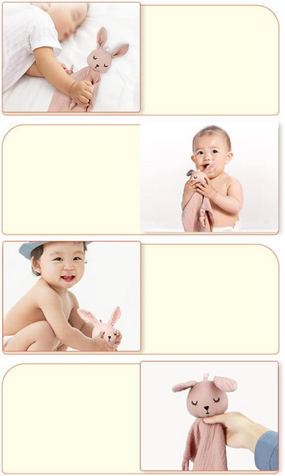 AMARI set copertina in cotone + bavaglino + massaggiagengive in legno CONIGLIO 22 x 22 cm