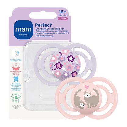 Sucette physiologique en silicone MAM Perfect 16 mois et plus x2