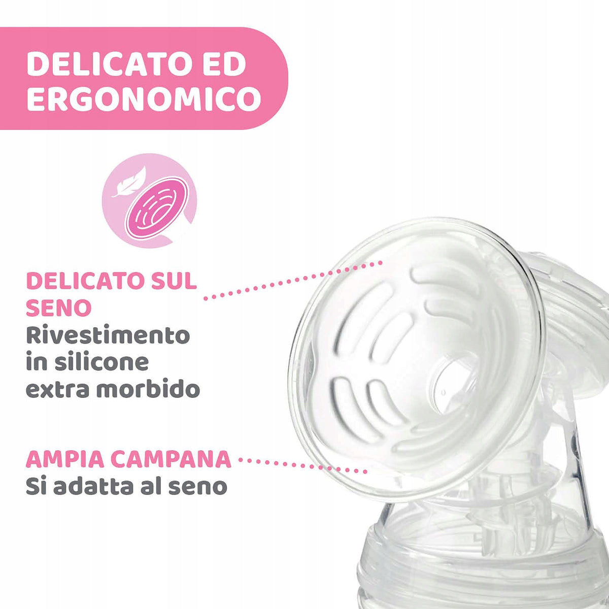 CHICCOtwo-phase electric breast pumpcolour pink and whitemains or battery powered (4x AA - not included)BPA