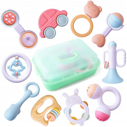TOYABI Sonajeros para bebés set de 10 piezas + caja de almacenamiento
