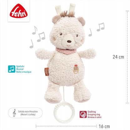 FEHN pluszowy NIEDŹWIEDŹ z pozytywką ZAWIESZKA, 24 cm, z melodyjką i gryzakiem